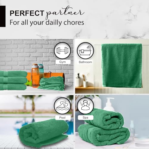 KAHAF COLLECTION 100% Cotton Bath Towels, 24x48 Pack of 6 Towels, Quick Dry, Highly Absorbent, Soft Feel Towel, Gym, Spa, Bathroom, Shower, Pool, Luxury Soft Towels (Light Green, 24x48-6 Pack) - color: Light Green, size: 24x48 - 6 Pack