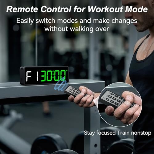 Acedeck Portable Gym Timer Clock: Fitness Digital Clock with Strong Magnet - Remote Control for Fitness Enthusiasts - Powerful Battery for Home Gym Garage Boxing - color: Green+black