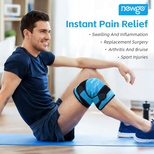NEWGO Ice Pack for Knee Injuries Reusable, 360° Full Wrap, Light Blue | Y-shaped Strap Stays Put, Reusable for Knee Replacement, ACL, Arthritis, Swelling, and Sports Injuries, 21.7" x 9.8" - color: Regular Light Blue 1-pack