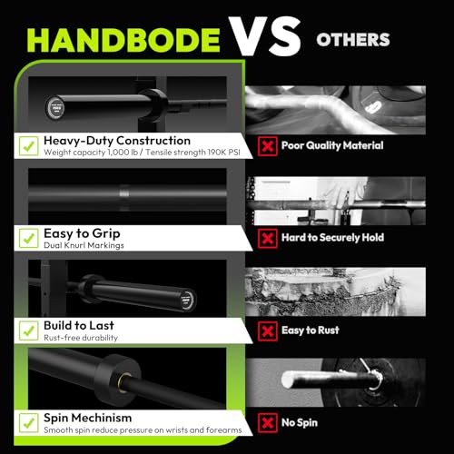 HANDBODE Olympic Barbell 6.5 ft/7 ft, 2 Inch Straight Womens Bars, 35 lb/45 lb Weight Bar, 1000 lb High-Capacity, for Weightlifting, Bench Press, Deadlift, Squat, Home Gym Strength Training - color: 6.5 ft Barbell 35 lb, 1000 lb, Black