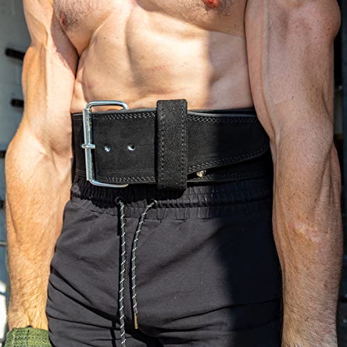 SERIOUS STEEL FITNESS Leather Weight Lifting Belt | Powerlifting, Weightlifting & Exercise Belt | 4" Wide & 10mm Thick - color: Premium Single Prong, size: Large