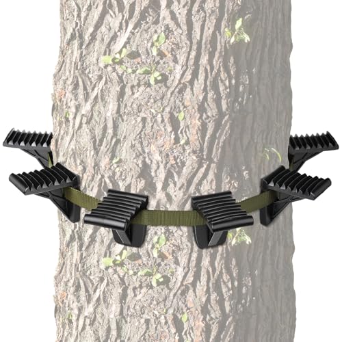 Saddle Hunting Platform Steps, Ultra-Light Ring of Steps for Climbing Bow Hunting with 6 Feet Heavy-Duty Strap & Cam Buckle, Ergonomic Anti-Slip Design - size: 6 Pack