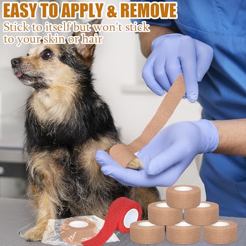 6 Pack 1 Inches Self Adhesive Bandage Wrap Breathable Cohesive Bandage Elastic Tape for Pets, Athletic, Sports, Wrist, Knee, Ankle(5 Yards Per Roll, Skin Colors) - color: Skin Color, size: 1 Inch