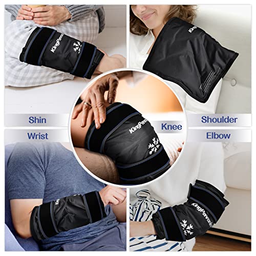 KingPavonini XXL Knee Ice Pack Wrap Around Entire Knee After Surgery, Large Reusable Gel Ice Pack for Injuries, Pain Relief, Swelling, Sports Injuries, 1 Pack (Black) - style: Black