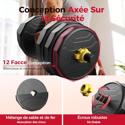 FEIERDUN Adjustable Dumbbells Set, 48/68/88lbs Free Weight Set with 4 Modes, Used as Barbell, Kettlebells, Push up Stand, Fitness Exercises for Home Gym Suitable Men/Women - style: A:48LB(24LB Pair)