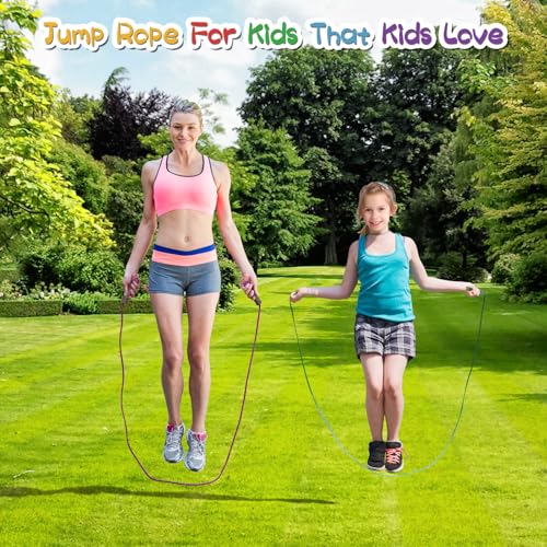 Jump Rope For Kids,Jump Rope Kids,Adjustable Soft Skipping Rope,Toddler Jump Rope With Skin-Friendly Foam Handles For Kids, Boys,Girls,Women, Men,Exercise Activity,Outdoor Fitness - color: Pink+Blue