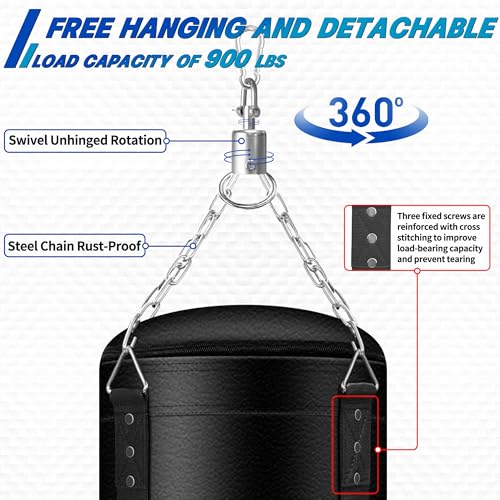 4FT Hanging Punching Bag for Adults, Unfilled Canvas Heavy Boxing Bag Set with 12oz Boxing Gloves Hand Wraps, Jump Rope, Reflex Ball for MMA Kickboxing Muay Thai Training Home - style: PU Bag