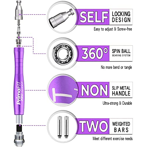 PrimaFIT Pro Speed Jump Rope for Adults, Weighted Skipping Rope for Boxing | Adjustable Jumping Rope for Fitness Workout & CrossFit Exercise, Double Unders, Handle Weights, 3m Cables 2 Protectors, Bag - color: Purple