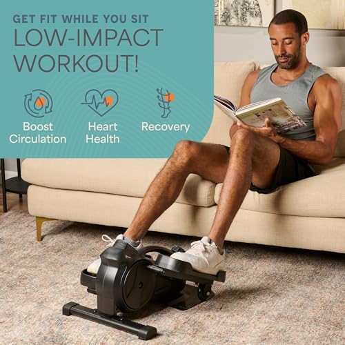 Lifepro Portable Under Desk Elliptical Exercise Machine - Manual Pedal Exerciser for Home Workouts, Muscle Toning, Energy Boost - Mini Foot & Leg Exerciser with Fitness App - color: Black
