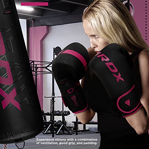 RDX Boxing Gloves, Pro Training Sparring, Maya Hide Leather, Muay Thai MMA Kickboxing, Men Women Adult, Heavy Punching Bag Focus Mitts Pads Workout, Ventilated Palm, Multi Layered, 8 10 12 14 16 18 Oz - color: PINK, size: 8 OZ