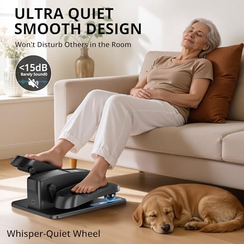 MOMODA Under Desk Elliptical Machine, 2 in 1 Electric Seated Pedal Exerciser with 12 Adjustable for Senior & Home & Office, Forward & Reverse, Manual & Auto - size: Large