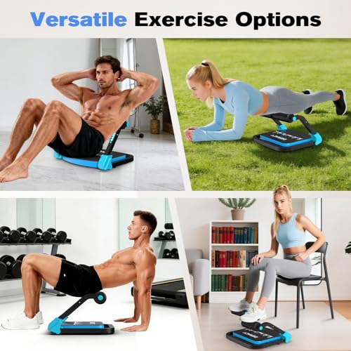 DERACY Sit Up Exercise Equipment, Adjustable Ab Machine, Multi-Functional Sit Up Machine, Ab Workout Equipment, Ab Trainer Machine for Women Men - color: Blue - Black