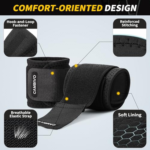 CAMBIVO 2 Pack Wrist Brace for Carpal Tunnel with wraps, Black | Wrist Support, Adjustable Wrist Wraps for Weightlifting, Tendonitis, Pain Relief, Sleeping, Night, Gym, Neoprene, Both Hands - color: Black