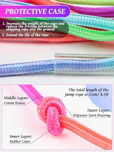 Jump Rope for Kids, Lorvain Adjustable Skipping Rope, Kids Jump Ropes with Wooden Handle for Girls Boys, Weighted Jumping Ropes for Fitness Workout Exercise Outdoor Fun Activity - color: Colorful-2pcs