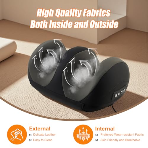 Foot Massager with Heat, Shiatsu Kneading Foot and Calf Electric Massager Machine with Roller, Massage Feet/Arm/Calf/Ankle for Relax, Plantar Fasciitis, Pain Relief, Gifts for Women & Men, Black - color: Black