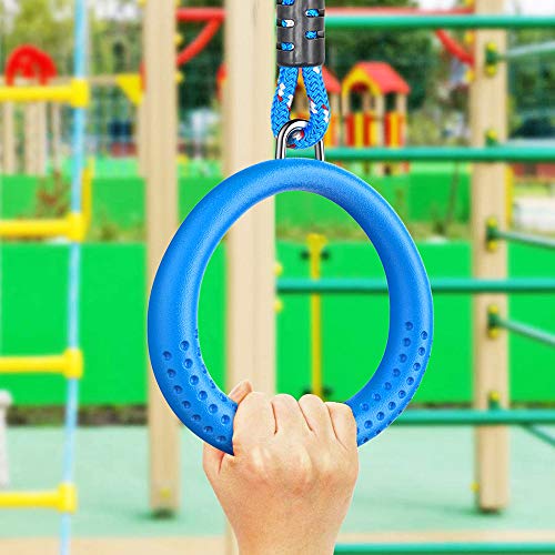Dolibest 2 Pack of Ninja Gymnastic Rings,Monkey Ring Outdoor Backyard Ninja Accessories Set,Swing Bar Rings Obstacle Course for Training Equipment for Teens,1000LB Capacity - color: 4pack Blue Fitness Ring With 11.5"rope