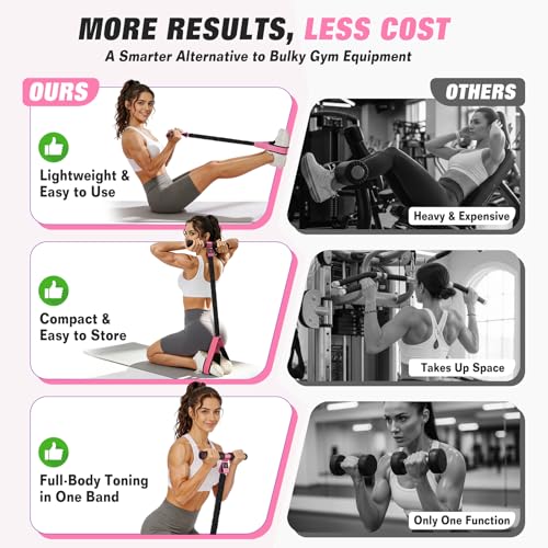 Upgraded Pedal Resistance Band with Handles, Foot Pedal Resistance Bands for Women, Core Abs Leg Training, Exercise Bands for Full Body Workout Fitness, Home Gym Equipment, Pilates & Physical Therapy - color: Pink