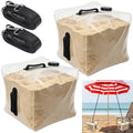 2 Pack 25LB PVC Beach Umbrella Weight Sand Bags,Clear Heavy Duty Summer Canopy Tent Sandbag with Adjustable Custom Straps,Fillable Anchor Bags for Patio Umbrellas Sand Anchor Bags