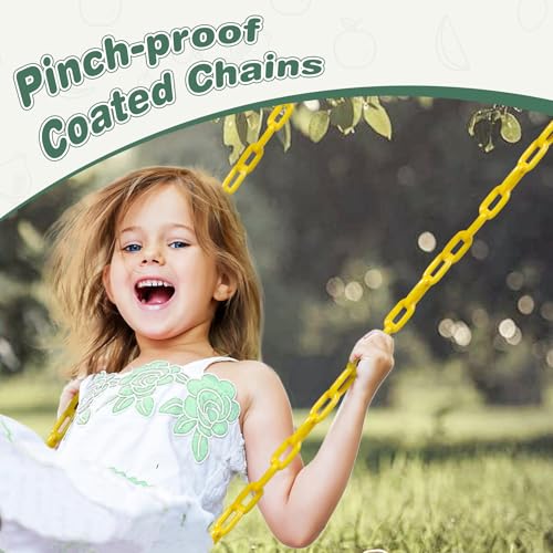 RedSwing Trapeze Swing Bar with Triangular Gymnastic Rings, Kids Swingset Heavy Duty Coated Chains with Carabiners, Outdoor Swing Play Playground Accessories, Green and Yellow - color: Green Yellow