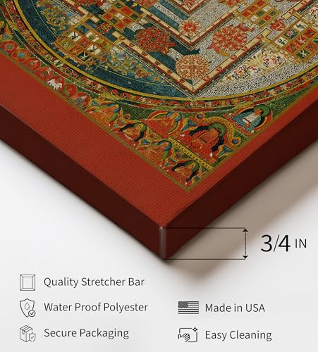 Monem Art Kalachakra Mandala Canvas - Retro Wheel of Time Print - Buddhism Art - Tibetan Art - Gift for Men, Women - Decor for Spa, Yoga Studio, Meditation Room - Available in 8x10 to 30x40 - color: Style-14