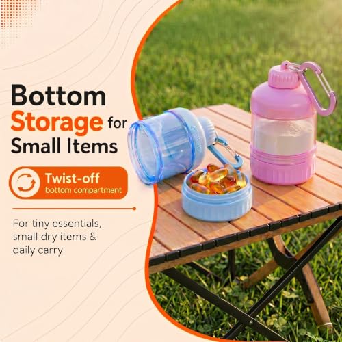 2 Pack Protein Powder Container to Go, 50g/100g Stackable Powder Holder with Keychain, Travel Funnel Bottle for Shaker Bottle, Sky Blue & Sakura Pink - color: Sky Blue & Sakura Pink