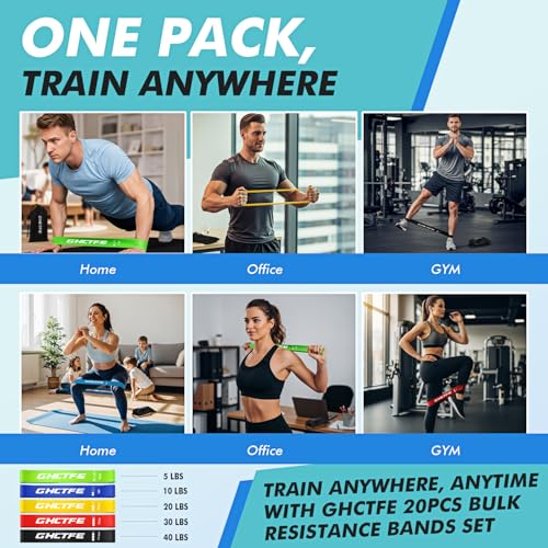 20/100PCS Resistance Bands Bulk Set for Trainers, Small Groups & Fitness Classes, Mini Bands for Glutes, Legs, and Core Workouts, Loop Exercise Bands with Storage Bag, Gift for Workout Buddies - color: Multicolor-20PCS
