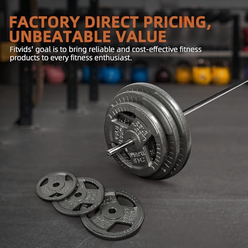 Fitvids 1 Inch Standard Barbell Weight Plates, 2.5 LB to 45 LB Plates for Home Gym Strength Training, Triple-handle Design - style: 2.5LBx 4