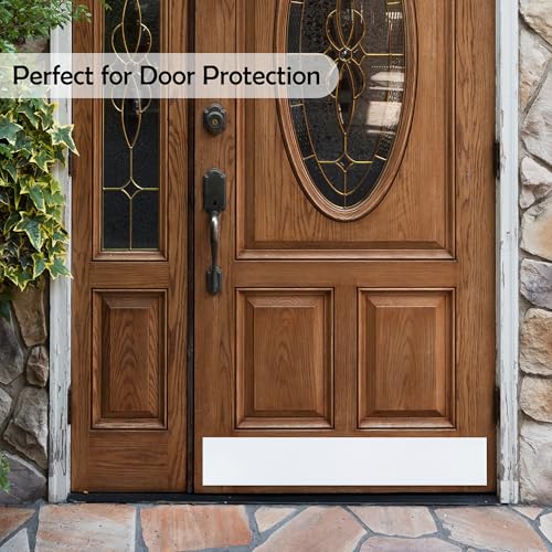 Rubber Bond Kick Plates (2 Pack) 6" x 33" - Effortless Peel & Stick - Prevents Dents & Scratches - Self-Adhesive & Universal Fit (White) - color: White, size: Kick Plate - 2 Pack - 6"x34"