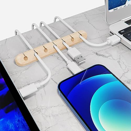 SOULWIT Cable Holder Clips, 3-Pack Cable Management Cord Organizer Clips Silicone Self Adhesive for Desktop USB Charging Cable Nightstand Power Cord Mouse Cable Wire PC Office Home - color: Wood Grain