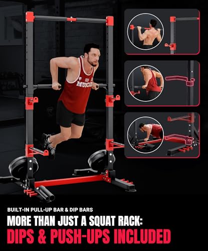 YOLEO Smith Machine & Squat Rack Combo, Multi-Functional Power Racks with Adjustable Width & Pull-Up Bar, Cable Crossover Power Cage, Independent Dual-Pulley System for Home Gym Garage Basement - style: Basic Squat Rack