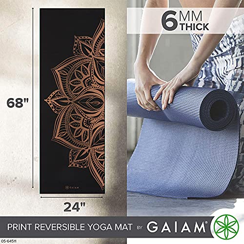 Gaiam Yoga Mat - Premium Print Reversible Extra Thick Non Slip Exercise & Fitness Mat for All Types of Yoga, Pilates & Floor Workouts - color: Marbled Bronze Medallion