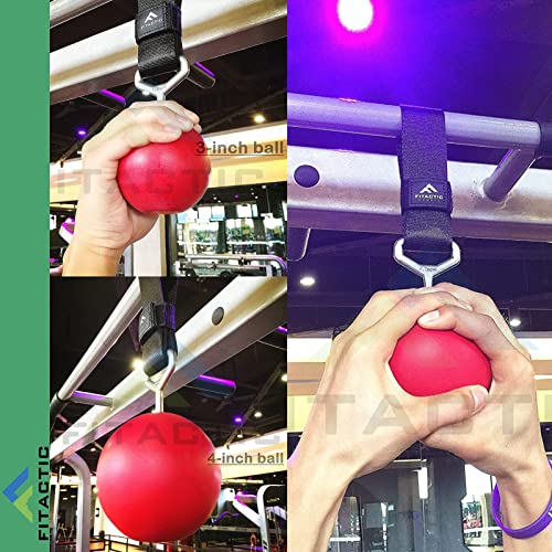 Rock Climbing Solid Training Cannonball Bomb Power Pull Up Ball Hold Grips for Straps for Finger, Forearm, Biceps, Back Muscles - color: Red (4")