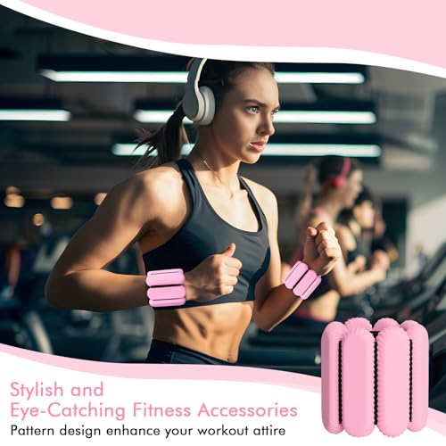 Wrist Ankle Weights for Women, Adjustable Ankle Weights Strength Training Silicone Bracelets Workout Wrist Ankle Weights for Men Women Yoga Running Dance Ankle Arm Leg Weights (2lb) - color: Pink