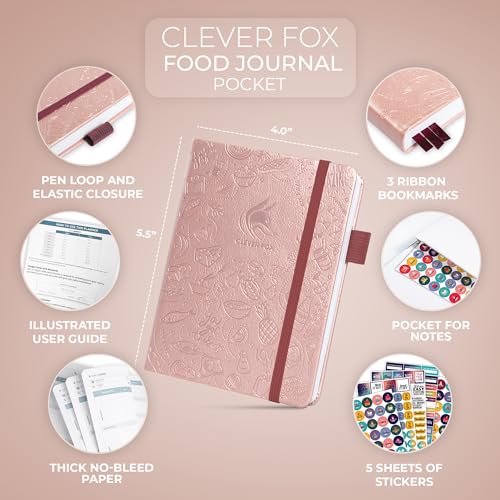 Clever Fox Food Journal Pocket - Daily Food Diary, Meal Planner to Track Calories & Nutrients, Weight Loss Tracker Notebook, 4x5.5” (Rose Gold) - color: Rose Gold, size: Pocket (4.0'' x 5.5'')