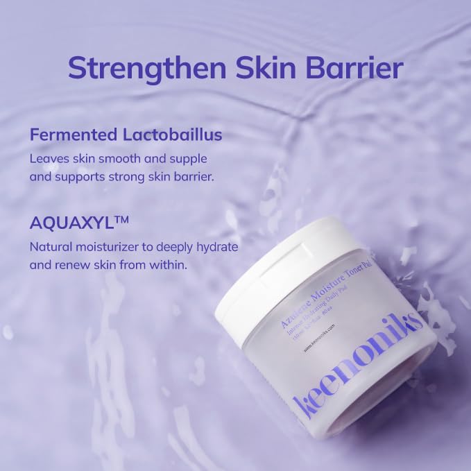 keenoniks Moisture Recovery Toner Pads for Dry, Sensitive Skin – Soothes & Hydrates with Azulene & Chamomile – Korean Skincare - 80 Pads (5.07 fl oz) - color: Purple