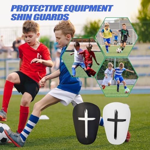 Mini Shin Guards Soccer Age 4-6, Small Protective Gear with Fixed Straps | 2/4 Pairs Tiny Cross printed design Shin Pads Extra Small Protective Equipment Calf Protective Gear for Kids Boy girls Player - color: White+Black-4pairs, size: X-Small