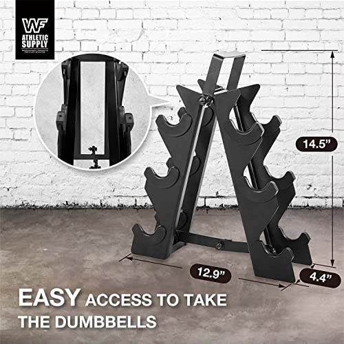 WF Athletic Supply Rubber Encased Hex Dumbbells with Rubber Grip Contoured Handle for Muscle Toning, Strength Building & Full Body Workout - color: m. 5LB, 8LB and 10LB Pair w/ 3-Tier Rack