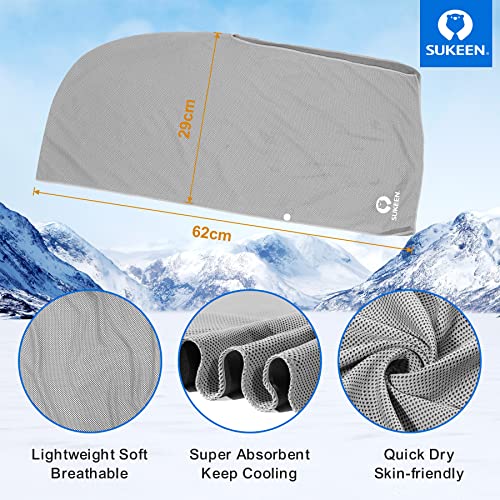 Sukeen Cooling Hoodie Towel, Absorbent Quick-Drying Cooling Towels for Neck and Face, UV Sun Protection Cooling Neck Wraps Sport Head Cooling Towel Hot Weather - color: Grey