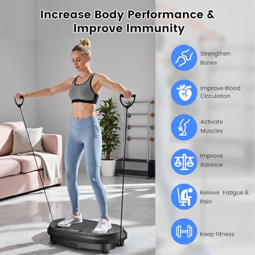 HVX Vibration Plate Exercise Machine for Lymphatic Drainage, Vibrating Fitness Platform 450 lbs Capacity Full Body Shaker Workout Equipment, Vibration Platform Machine Shaping Vibrate Board Sport Home