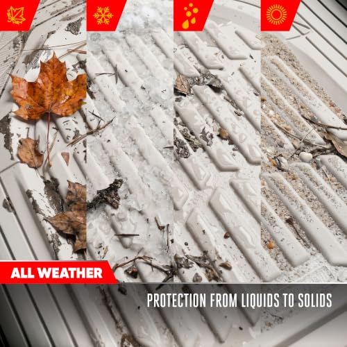 Motor Trend FlexTough LITE Rubber Car Mats Full Set - All Weather White Floor Mats for Trucks, Cars & SUVs - Automotive White Car Floor Mats for Cars Interior Accessories Universal Trim-to-Fit - color: White, style: Full Set