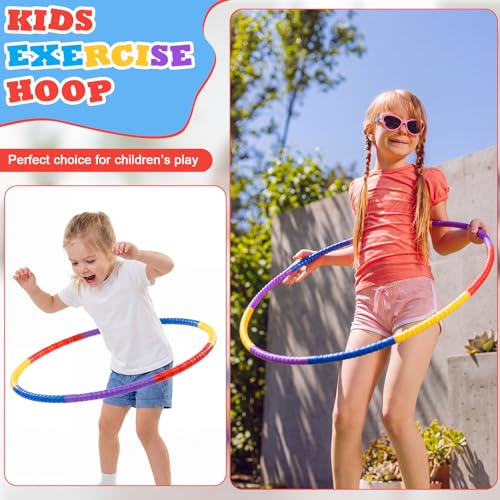 Vinsot Detachable Plastic Hoops for Kids, Adjustable Exercise Hoops Equipment for Sports, Dance, Outdoor Games, Parties and Pet Training - color: Rainbow Bright Mix