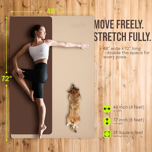 Gogokiwi Large Yoga Mat (6'x4') – 1/4" & 1/2" Thick Exercise Mats for Home Workout, Extra Wide Workout Mats for Home Gym, Yoga, Pilates, Stretching, Floor & More - color: Beige, size: Standard (1/4 Inch Thick)