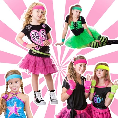 Bememo 36 Pcs Neon Sweatbands Set Soccer Party Favors Cotton Headbands Wristband Sweat Bands Soccer Mom Essentials for Football Fans Sporting Events 80 90s Glow Party - color: Multicolor, size: Small