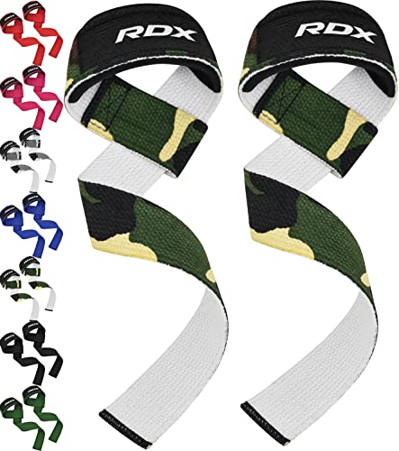 RDX Lifting Straps for Weightlifting –100% Cotton Heavy Duty Gym Wrist Strap with 5MM Neoprene Padding, 60CM Anti-Slip Hand Grip Wraps for Deadlifts Powerlifting Workouts Strength Training, Men Women - color: Camo Green