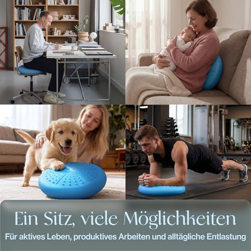 Tumaz Wobble Cushion - Wiggle Seat to Improve Sitting Posture & Stay Focused for Sensory Kids, Balance Disc to Core Strength & Flexible Seating [Extra Thick Balance Board, Pump Included Wobble Board] | Extra Thick | Supports Active Sitting | For Sensory K