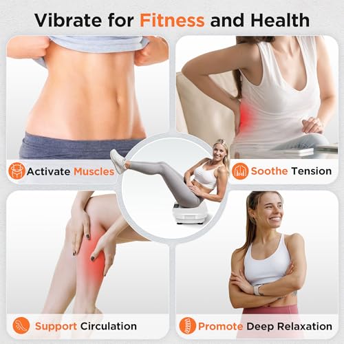 FEIERDUN Vibration Plate Exercise Machine, Vibration Plate for Lymphatic Drainage, Power Plate Vibration Platform for Weight Loss, Toning & Wellness
