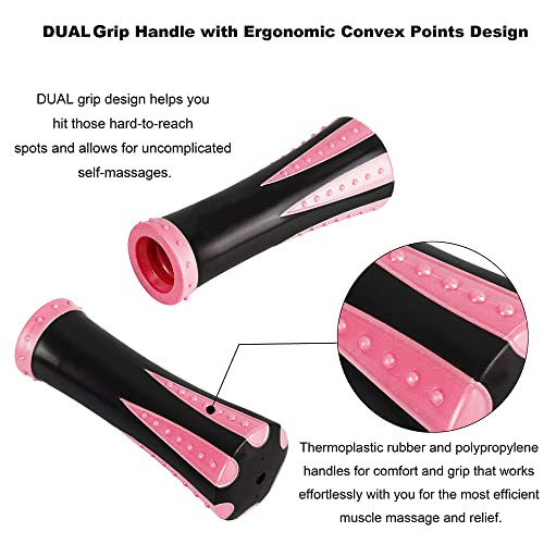 YANSYI Professional 9-Roller Deep Tissue Massage Stick - Portable Muscle Recovery Roller for Athletes, Relieves Post-Workout Soreness & Leg/Back Pain - Portable Physio Tool (Pink) - color: Pink