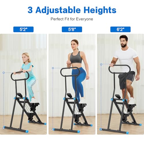 HXD-ERGO Stair Stepper for Home, New Version 6 Adjustable Resistance Vertical Climber Cardio Exercise Machine, Folding Stair Climber for Full Body Workout with Adjustable Handlebar - color: Black