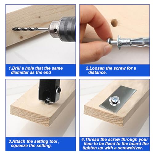 30 pcs Molly Bolts, Metal Drywall Anchors, Heavy Duty Zinc Plated Steel Molly Bolt (M6-52) - color: silver