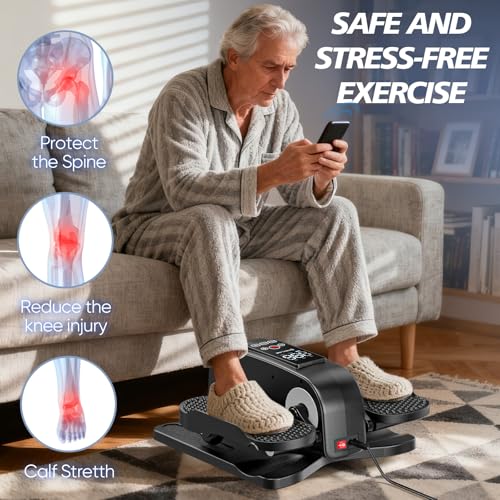 Under Desk Elliptical Machine for Senior Mini Elliptical Leg Exerciser with Remote Quiet Portable Electric Seated Foot Pedal Exerciser for Home Office - size: Poratable